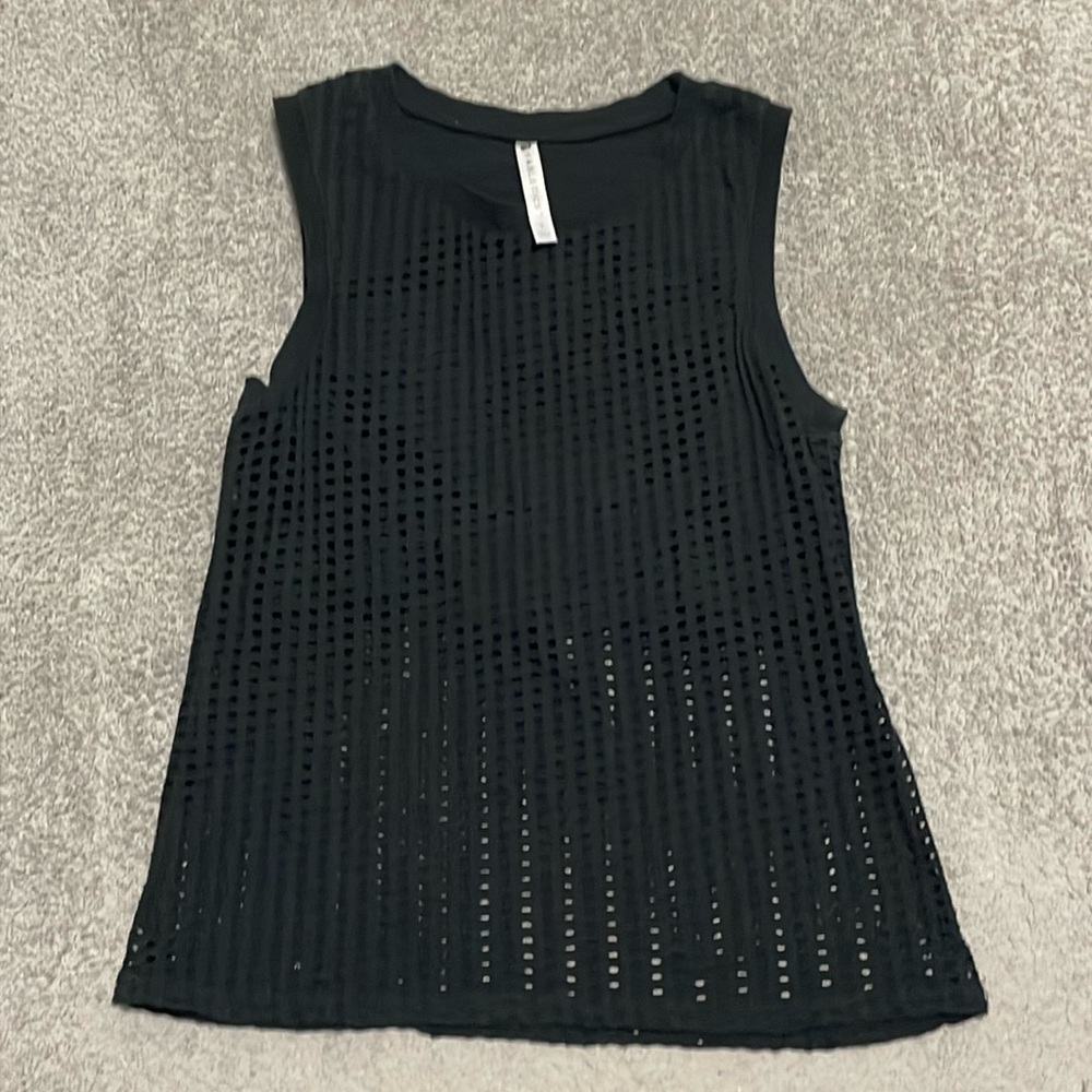 VGC Fabletics Bryce Eyelet Mesh Black Layered Tank Top Women's Size - Small